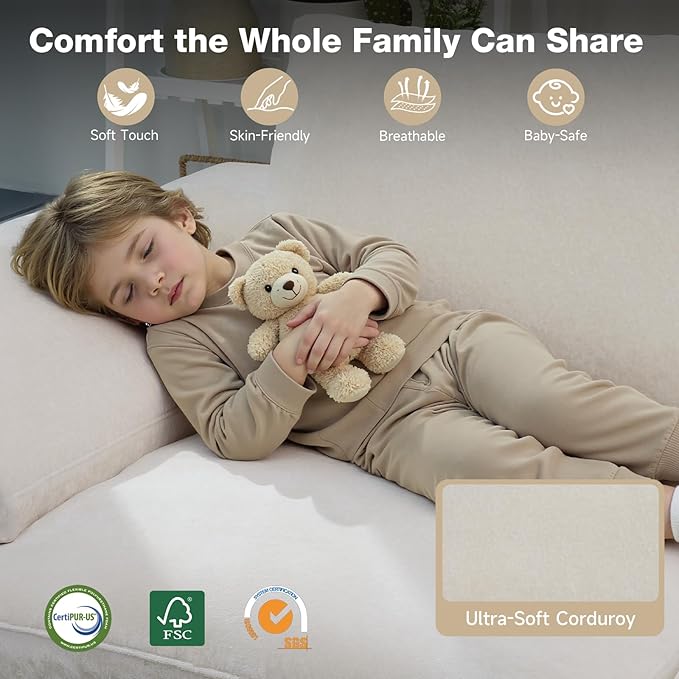 5 Seater Modular Sectional Cloud Couch 108 ”Comfort U-Shaped Boneless Couch for Living Room Deep Seat Sofa Bed with 2 Movable Ottoman High-Res ilience Sponge No Assembly Required White