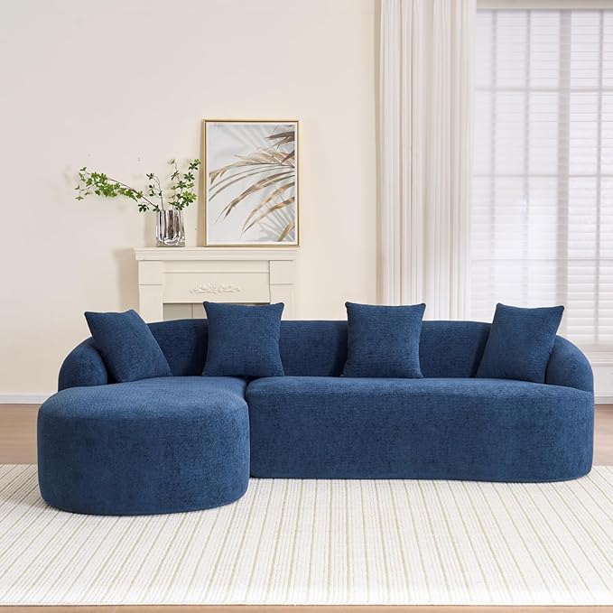 99 Curved Sectional Sofa with Chaise Modern Luxury Chenille Cloud Couch for Living Room Heavy Duty Oversized Deep Seat 3-Seater 700lbs/Seat Weight Capacity No Assembly Antique Blue