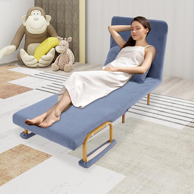 Convertible Sofa Bed Folding Sleeper Chair with 5-Position Adjustable Backrest Pull Out Couch Folding Sofa Bed for Living Room Bedroom Office Dorm and Small Spaces (Grey)