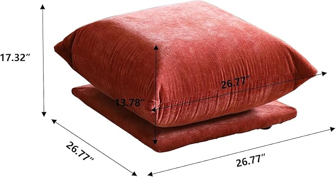 JACH Mid-Century Comfy Ottoman Chenille Sofa Footrest Couch with Thick Cushion 26 Foot Stool Furniture for Small Spaces Living Room Bedroom Office Apartment Red