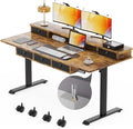 Ywin Electric Standing Desk with 5 Drawers 63x30 Inch Extra Wide Height Adjustable Sit Stand Up Desk with Storage Support 290lbs Ergonomic Rising Table with Wheels for Home Office