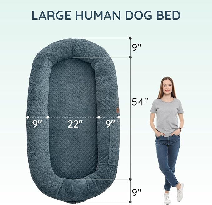 Human Dog Bed Cover - Luxury Faux Fur Giant Size Dog Bed Cover 72x40x10 Grayish Blue