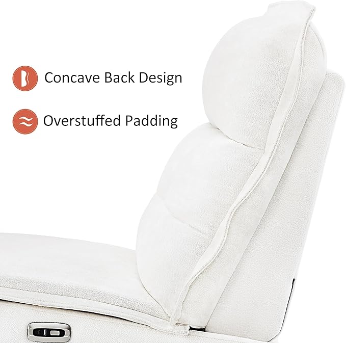 MCombo Wall Hugger Armless Power Recliner Chair with USB Ports 29.5 Extra Wide Seat Oversized Fabric Powered Reclining Sofa for Living Room Small Space ALR01 (Cream White)