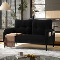 Corduroy Loveseat for Living Room &amp Bedroom - Modern 2-Seater Sofa with Storage PocketsSolid Wood Frame High-Density FoamComfortable Compact Couch for Small Spaces500 lb Capacity (Black)