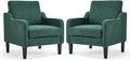 VINGLI Upholstered Chenille Accent Chair for Living Room Bedroom Mid-Century Modern Arm Chair Comfy Reading Chair with Scooped Arms (2 Dark Green)