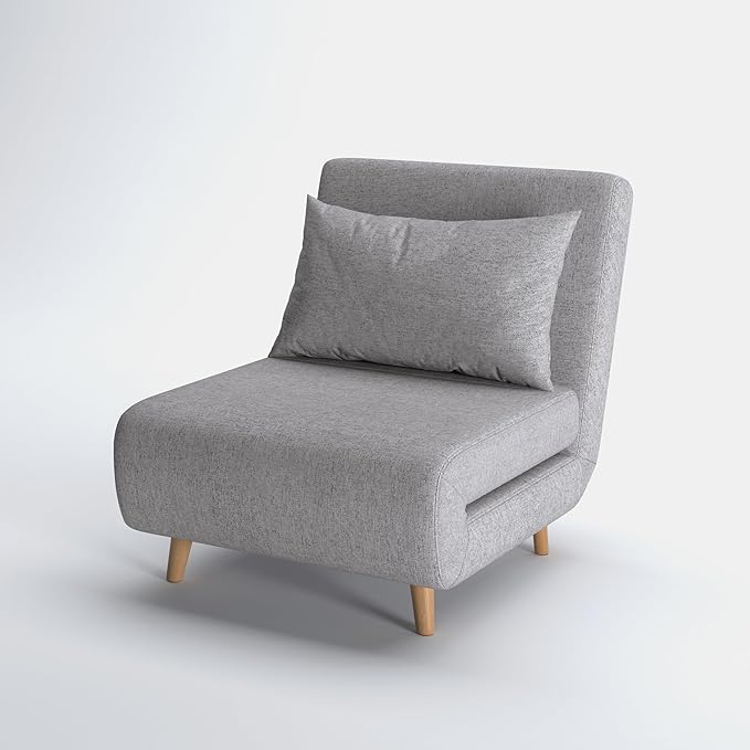 Convertible Sleeper Chair 3 in 1 Folding Single Chair Sleep Turns into Bed Sofa Bed for Adults Foldable Twin Chaise Lounge for Living Room Bedroom Sturdy Wood Frame and Easy Assembly