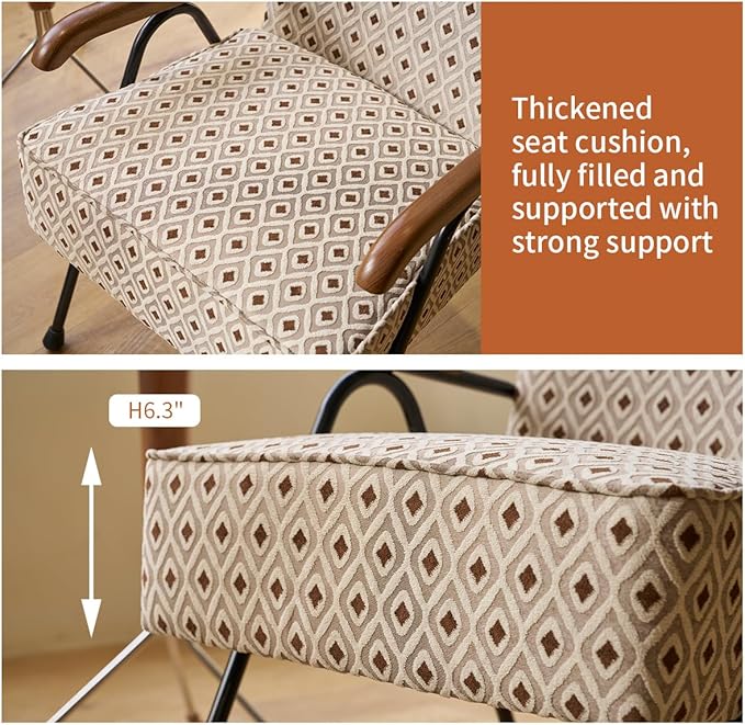 MFFM Fabric Armchair Modern Accent Chair High Back Living Room Chairs with Metal Legs and Soft Padded Sofa Chairs for Home OfficeBedroomDining Room (Pattern)