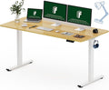 FLEXISPOT 60x24 One-Piece Electric Standing Desk 1 Thick Seamless Desktop for Home Office Study &amp Multi-Monitor Setup Maple