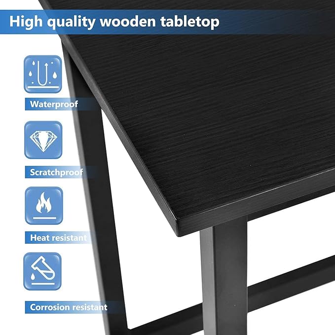 Hans&ampAlice Decor 55-Inch L Shaped Desk Gaming Desk Office Desk Studio Desk Study Desk Workstation (Black)