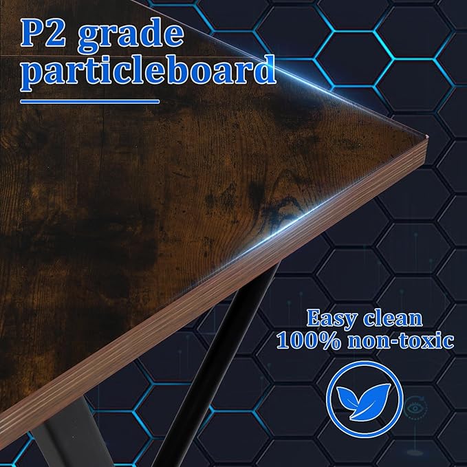 51 inch L Shaped Gaming Desk Computer Desk for Bedroom Brown L shaped Desk for GamingHome Office Desks with Detachable Monitor Stand Corner Desk for Small PlaceLargeCarbon FiberBrown desk