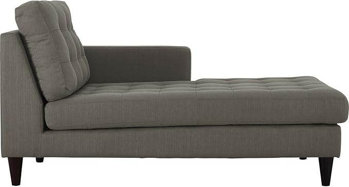 Modway Empress Mid-Century Modern Upholstered Fabric Right-Arm Chaise Lounge in Granite