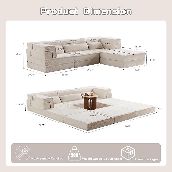 KEIKI 2Seat Modular Velvet Sofa Couch with Chaise Memory Foam for Modern Home Small Space Style Conscious Minimalists Warm Inviting Comfy Supportive Rest Space Elegant Premium Design White