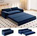 Newfun 66 Futon Sofa Bed 3 in 1 Convertible Sleeper Sofa with Side Storage Velvet Loveseat Bed Pull Out Sofa Bed for Living Room Small Space Bedroom Studio (Blue)