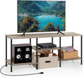 50 Inch TV Stand with Power Outlet Small Entertainment Center with Storage 3 Tier TV Consoles for Living Room Bedroom Office Farmhouse TV Media Console Table for 50 43 40 32 Inch TV Rustic Grey