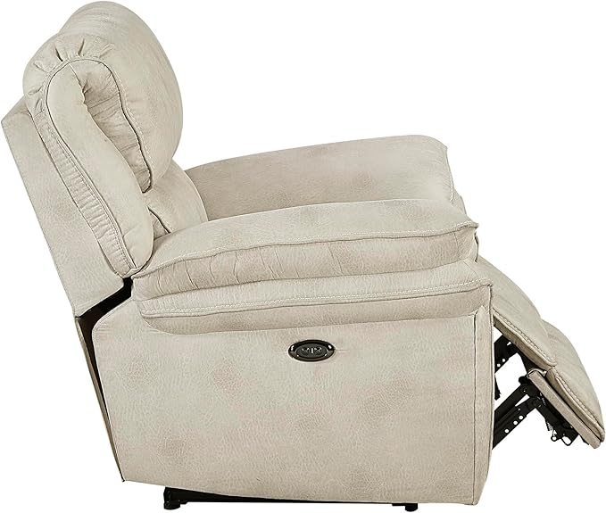 Lexicon Power Reclining Chair for Adults Polished Microfiber Power Recliner Single Sofa Chair for Bedroom/Living Room/Reading Nook Foam Over Pocket Coils Pillow Top Arms Charging Port Sand