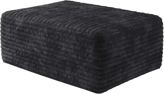 37.4 Ottoman Seat Corduroy Upholstered Deep Seat Comfy Cloud Couch with Movable Ottoman DIY Combination Plush Corduroy Black