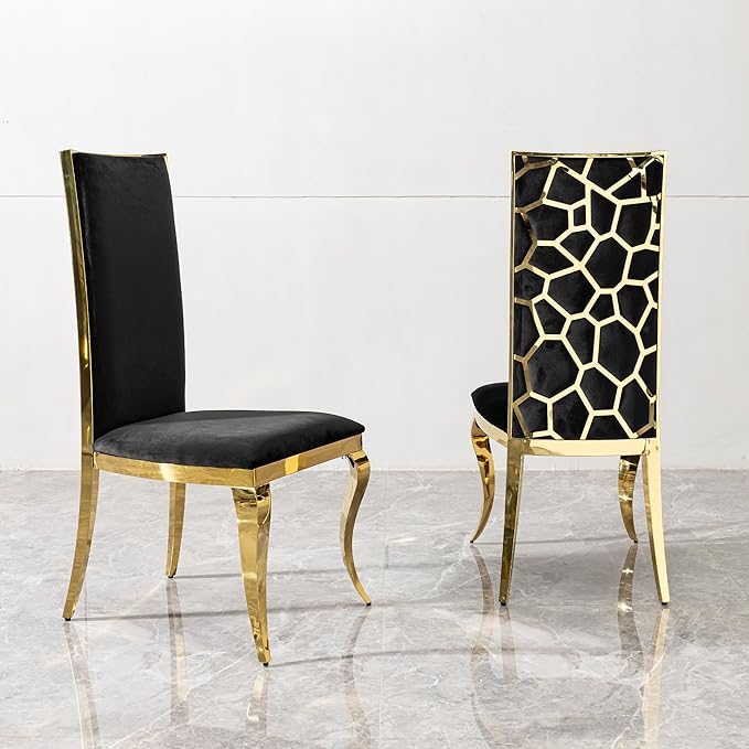 Velvet Dining Chairs with Gorgeous Gold Curved LegsModern Upholstered Dining Room Chairs for TableLiving RoomDining RoomOfficeWhite Luxury Kitchen Chairs