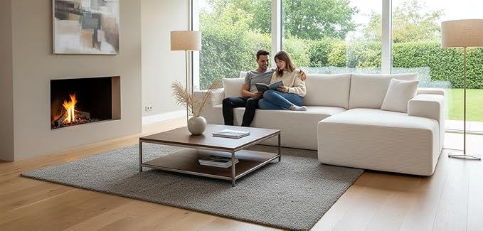 Ridge 2-Piece Convertible Corduroy L-Shaped Sofa in a Box with Pillows 3-Seater Modular Sectional Couch Compressed Living Room Furniture Beige (Right Facing)