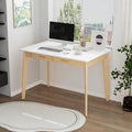 FUFU&ampGAGA 39” Office Desk Rectangular Computer Desk with 2 Drawers Writing Table for Reading Crafting Home Office Study Room White and Oak 39.4”W x 21.7”D x 29.5”H