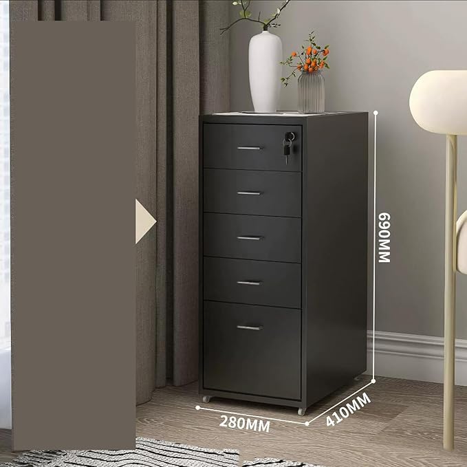 File Cabinet Under Desk Drawer Cabinet Office Locking Storage Cabinet Iron Data File Storage Cabinet (Color : Black)