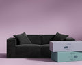 ROVE LAB Love Seat Sofa in a Box No Assembly Deep Seat and Comfy Modular Sofa Spill-Proof Fabric Modern Small Couch for Living Room Loveseats Bedroom Apartment Home Office (Carbon Black)