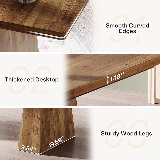 Tribesigns 63-Inch Executive Desk Large Office Computer Desk with Double Pedestal Modern Simple Workstations Writing Table Conference Table Business Furniture for Home Office Light Brown