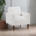 Caius Modern Arm Chair: Fabric Upholstery Pocket Spring Comfort Tapered Wood Legs for Living Room