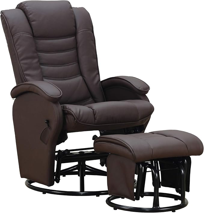 Pearington Recliner Chair with Ottoman Leather Espresso 33.07D x 28.54W x 43.3H in