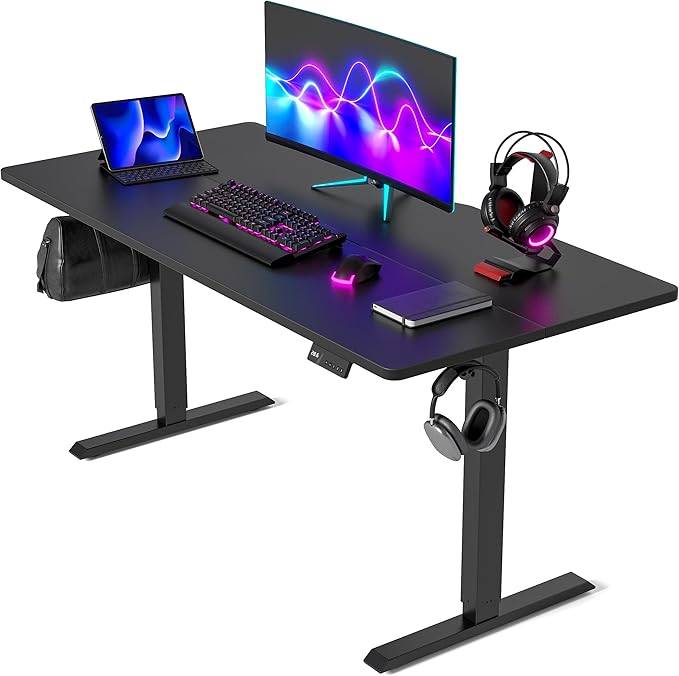 CubiCubi Electric Standing Desk 60 x 24 Inches Height Adjustable Sit Stand Desk Ergonomic Home Office Computer Workstation Black