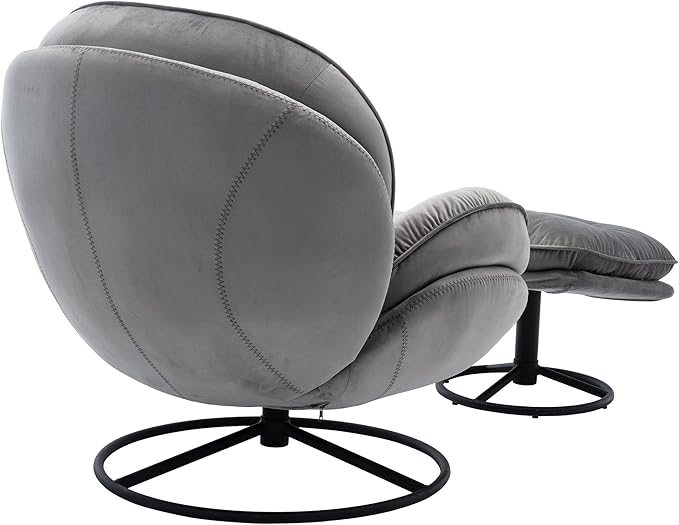 Accent Chair TV Chair Living Room Chair Grey with Ottoman