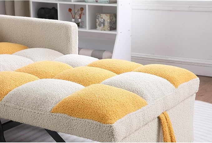 Convertible Sleeper Sofa Chair Bed3-in-1 Sleeper Chair Bed with PillowPull Out Single Armchair Sofa Bed with Adjustable Backrest Multi-Functiona Lounge Chair for Living Room (Yellow)