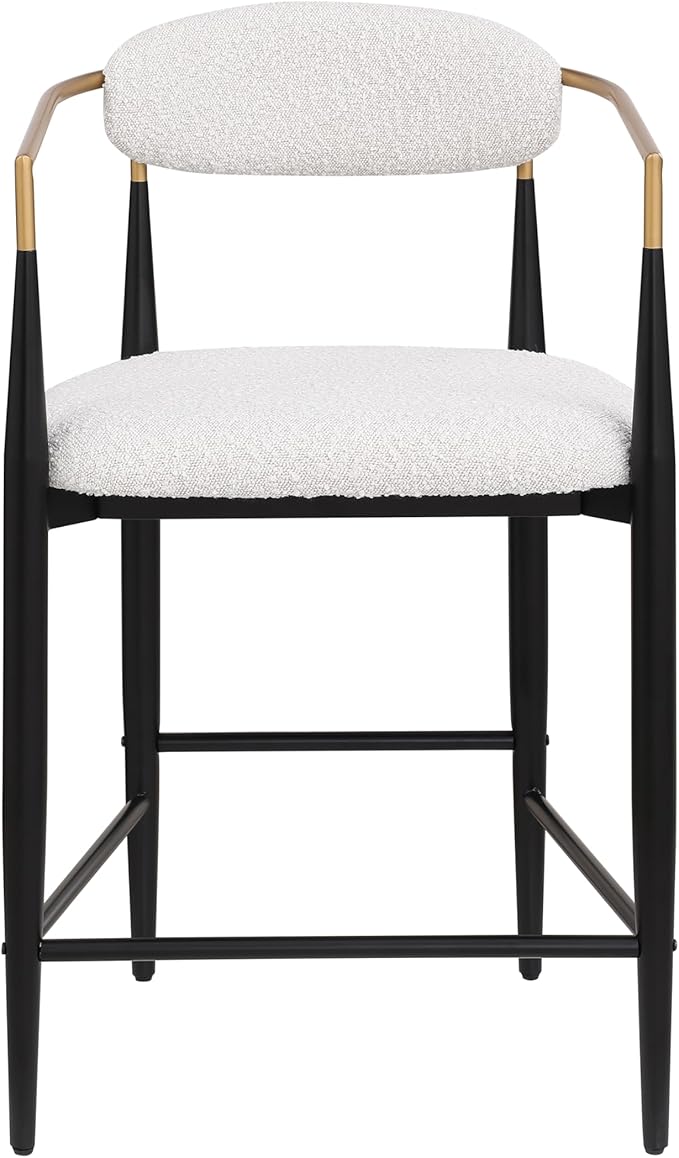 GDFStudio Modern Counter Stools Set of 2Mid Century Upholstered Counter Height Bar Stools with Back Metal Armrests and Legs Countertop Chairs for Kitchen Island 25 H