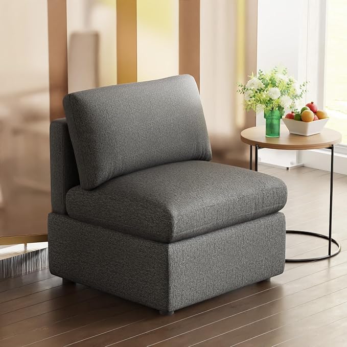 PayLessHere Single Sofa Couch 1-Seat Sofa Convertible Sofa Modular Single Sectional Sofa Couch for Living Room Bedroom Office (Dark Gray)
