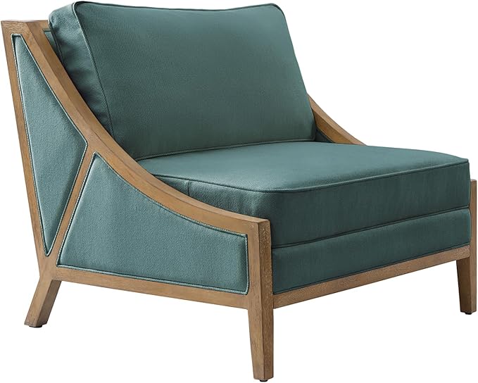 HULALA HOME Oversized Accent Chair with Solid Wood Frame Comfy Upholstered Armchair with Seat Cushion Movable Back for Living Room Bedroom Teal