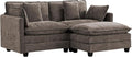 Cloud Couch Loveseat with Ottoman Oversized Comfy Modular Sectional L Shaped Sofa with Deep Seat Cushions Chenille 2-Seater Lounge Set for Living Room Brown
