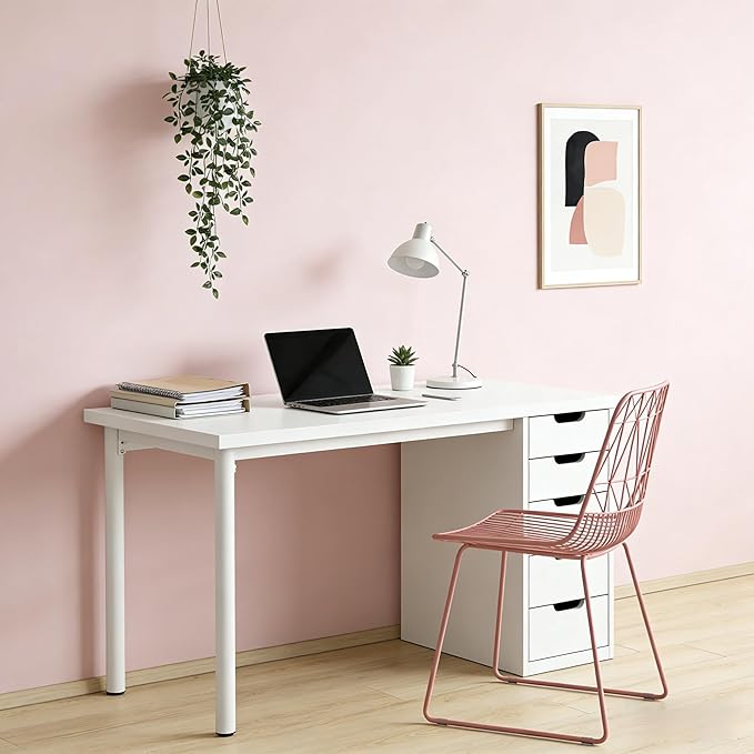 Computer Desk with 5 Drawers 47 Inch Reversible Executive Office Desk with File Storage Drawers Industrial Study Writing Table Corner Desk for Home Office (White)