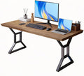 Solid Wood Rustic Style 55.1-inch Computer Desk - Large Office Desk for Home Office Modern and Simple Design Ideal for DiningStudy Writing (Black-a 55.12 * 27.56 * 29.53)