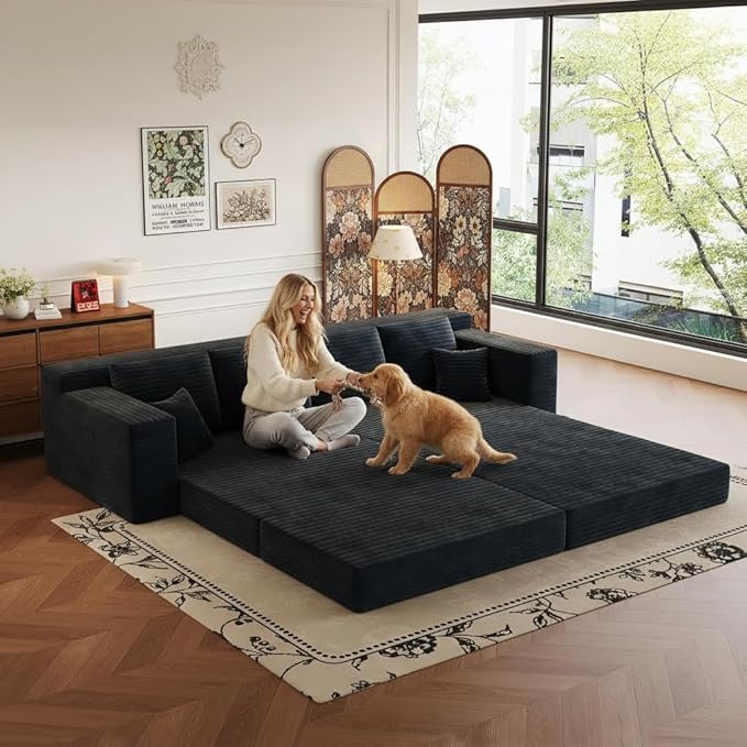 106” Modular Sectional Sofa Cloud Sectional Couch with Deep Seat Modern Modular L-Shape Sofa Couch with ChaiseUpholstered Boneless Couches for Living Room Bedroom No Assembly Required