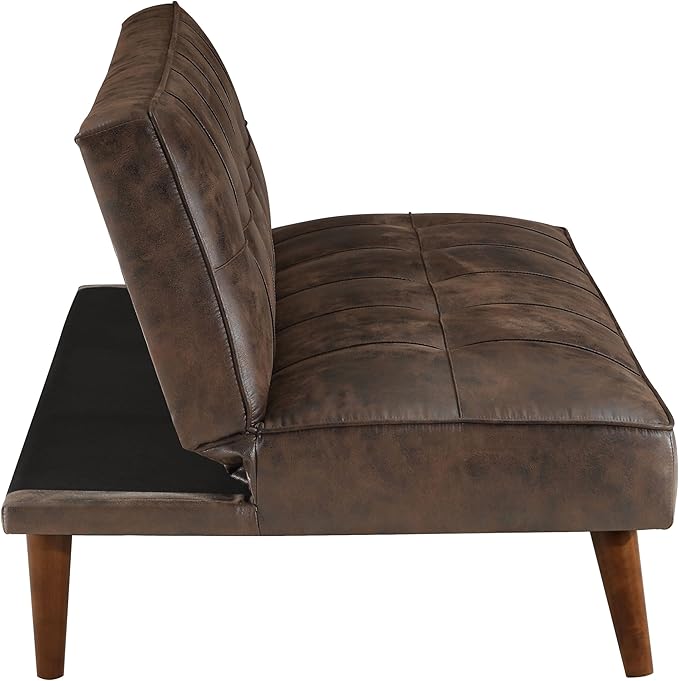 Coaster Home Furnishings - Jenson - Faux Leather Upholstered Sofa Bed with Biscuit Tufted and Flat-Laying Back - Transitional - Living Room - Dark Coffee - 360237