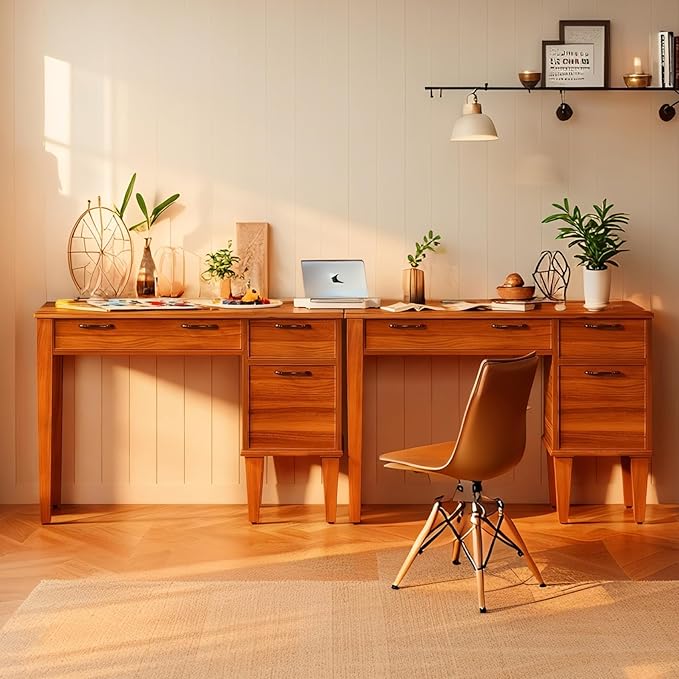 Tribesigns Farmhouse Computer Desk with 3 Drawers 47 Office Desk with File Storage Writing Table for Home Bedroom Study Room Brown