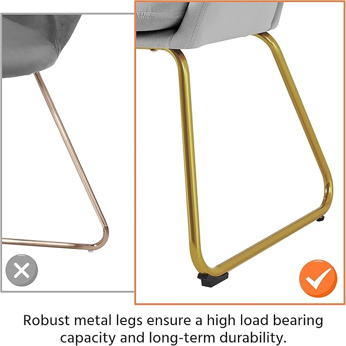 Yaheetech Flower Shape Velvet Vanity Chair Modern Side Chair Armchair with Golden Metal Legs for Living Room/Dressing Room/Bedroom/Home Office/Kitchen Gray