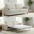 Mjkone 72 Full Size Pull Out Sofa Bed Velvet 2-in-1 Convertible Sleeper Sofa Bed with Memory Foam Mattress Cup Holder USB Charging PortsGuest Couch Bed for Living Room Small Spaces - Beige