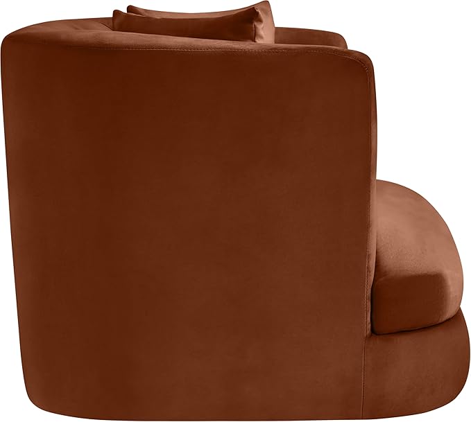 Meridian Furniture 699Cognac-C Alder Collection Modern | Contemporary Chair with Ultra Luxe Cognac Velvet 460 GSM Velvet Solid Wood Frame 38 W x 36 D x 30 H Cognac