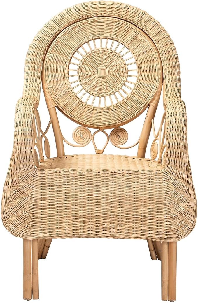 Baxton Studio Putri Modern Bohemian Natural Rattan Arm Chair