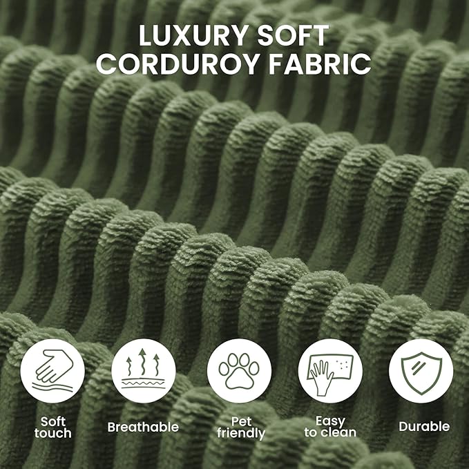79 5-in-1 Convertible Sofa Bed Premium Sleeper with Reinforced Frame &amp Plush Corduroy No Assembly Modular Couch for Lounge Guest Room &amp Small Space Olive Green