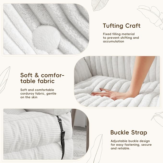 Convertible Sofa Bed 54x91 Inch Thick Tufted Folding Sofa Bed with 2 Pillows Folding Floor Loveseat Sleeper Couch Mattress for Small Spaces Living Room Bedroom and Adults White