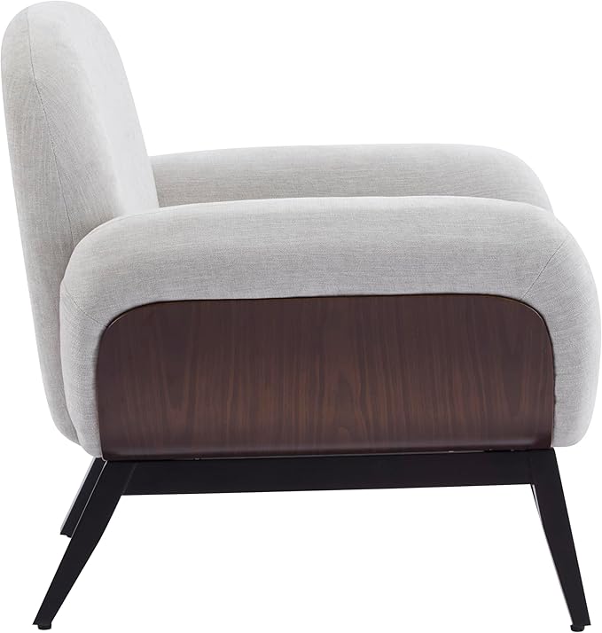 Christopher Knight Home Audrey Modern Fabric Upholstered Accent Chair Living Room Low Profile Fabric Armchair Wooden Comfy Reading Chair Soft Seating Single Lounge Sofa Light Grey