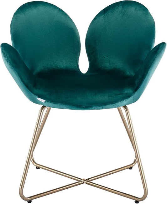 Modern Velvet Accent Chair Comfy Cute Upholstered Vanity Desk Chair w/Metal Legs Soft CushionArmchair for Living Room 2PC/Set
