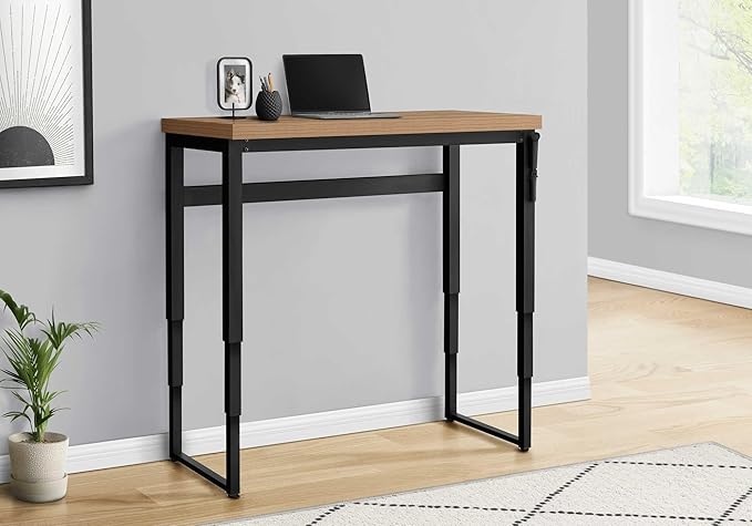 Computer Desk Home Office Standing Adjustable 48 l Work Laptop Brown Laminate Black Metal Contemporary Modern