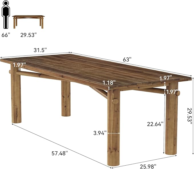 Solid Wood Home Office Desk 62.99 Large Farmhouse Executive Desk Computer Table for Office Conference Room Study Room (Brown)